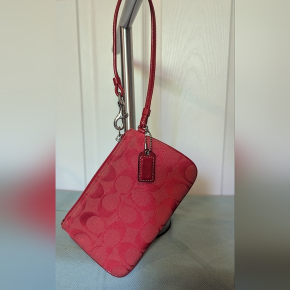 Coach Pink and Orange Leather Tag Wristlet - Picture 7 of 7